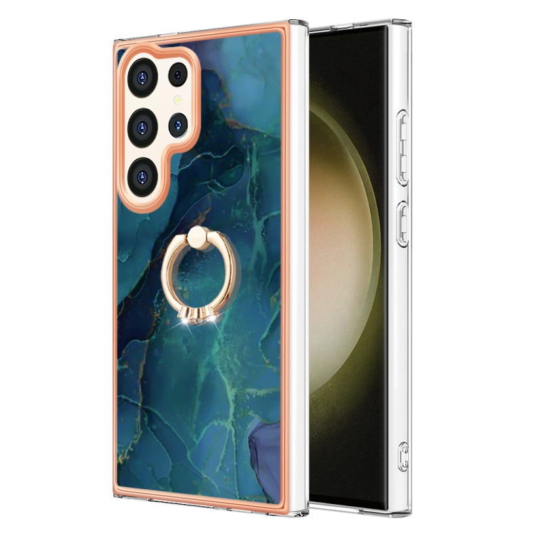 Electroplating Marble Dual-side IMD Phone Case with Ring, For Samsung Galaxy A15 5G, For Samsung Galaxy A55, For Samsung Galaxy A35, For Samsung Galaxy S24 Ultra 5G