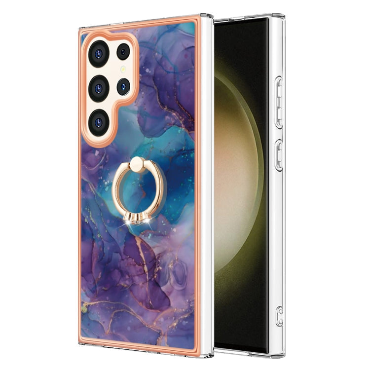 Electroplating Marble Dual-side IMD Phone Case with Ring, For Samsung Galaxy A15 5G, For Samsung Galaxy A55, For Samsung Galaxy A35, For Samsung Galaxy S24 Ultra 5G