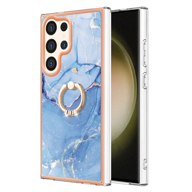 Electroplating Marble Dual-side IMD Phone Case with Ring, For Samsung Galaxy A15 5G, For Samsung Galaxy A55, For Samsung Galaxy A35, For Samsung Galaxy S24 Ultra 5G