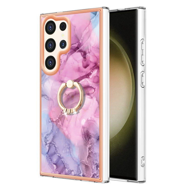 Electroplating Marble Dual-side IMD Phone Case with Ring, For Samsung Galaxy A15 5G, For Samsung Galaxy A55, For Samsung Galaxy A35, For Samsung Galaxy S24 Ultra 5G
