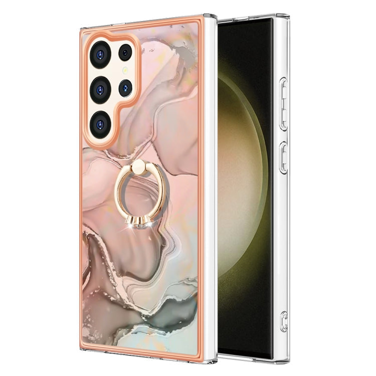 Electroplating Marble Dual-side IMD Phone Case with Ring, For Samsung Galaxy A15 5G, For Samsung Galaxy A55, For Samsung Galaxy A35, For Samsung Galaxy S24 Ultra 5G