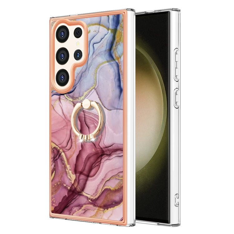 Electroplating Marble Dual-side IMD Phone Case with Ring, For Samsung Galaxy A15 5G, For Samsung Galaxy A55, For Samsung Galaxy A35, For Samsung Galaxy S24 Ultra 5G