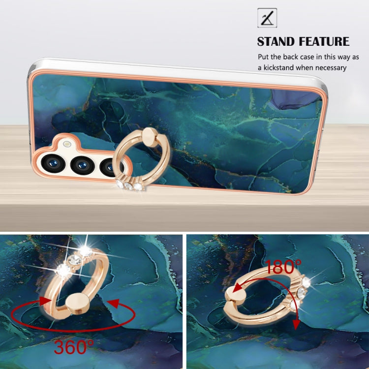 Electroplating Marble Dual-side IMD Phone Case with Ring, For Samsung Galaxy S24+ 5G, For Samsung Galaxy S24 5G, For Samsung Galaxy A05, For Samsung Galaxy A05s