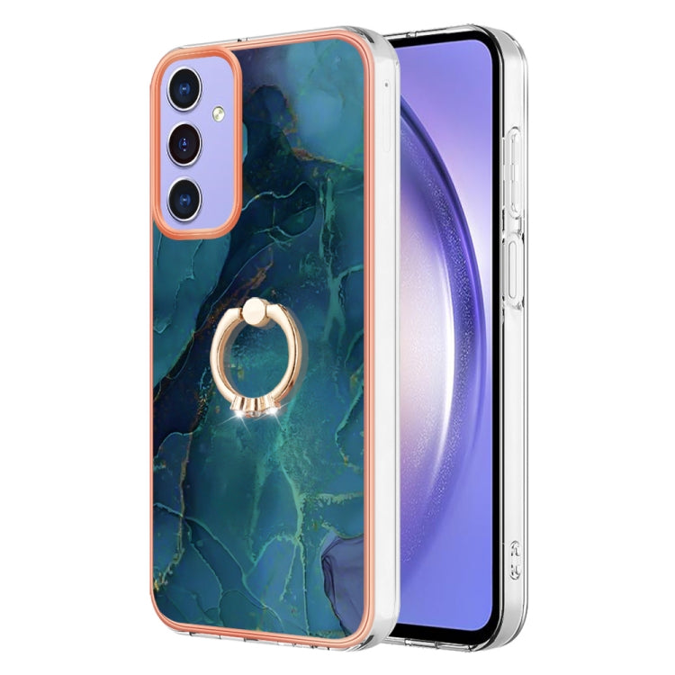 Electroplating Marble Dual-side IMD Phone Case with Ring, For Samsung Galaxy A15 5G, For Samsung Galaxy A55, For Samsung Galaxy A35, For Samsung Galaxy S24 Ultra 5G