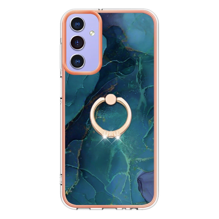 Electroplating Marble Dual-side IMD Phone Case with Ring, For Samsung Galaxy A15 5G, For Samsung Galaxy A55, For Samsung Galaxy A35, For Samsung Galaxy S24 Ultra 5G