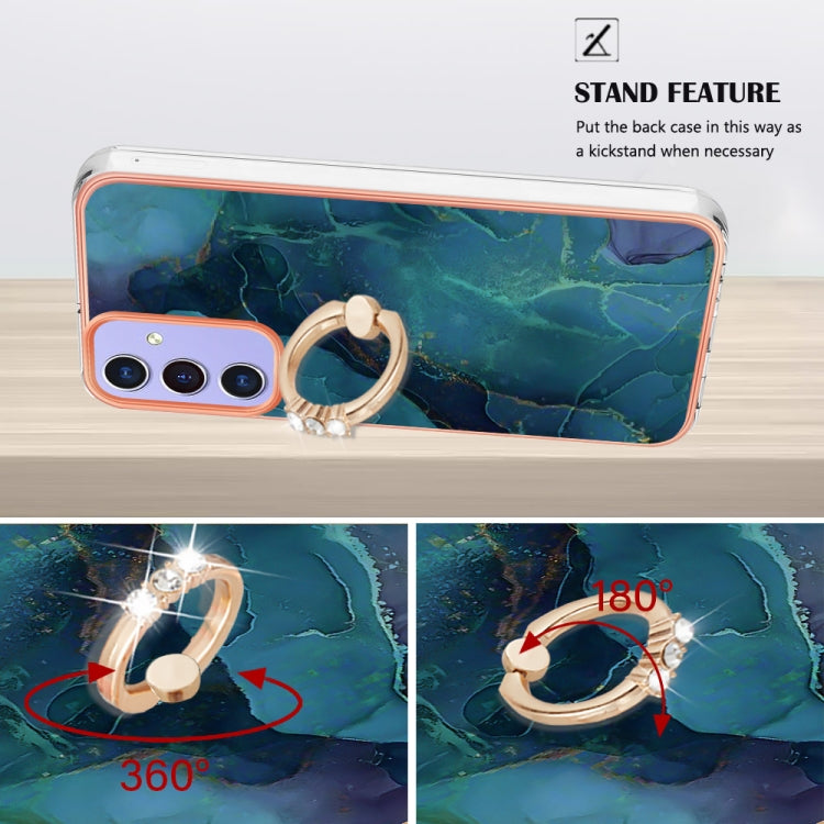Electroplating Marble Dual-side IMD Phone Case with Ring, For Samsung Galaxy A15 5G, For Samsung Galaxy A55, For Samsung Galaxy A35, For Samsung Galaxy S24 Ultra 5G