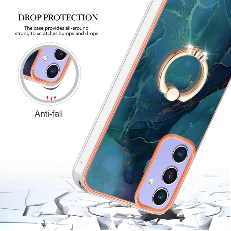 Electroplating Marble Dual-side IMD Phone Case with Ring, For Samsung Galaxy A15 5G, For Samsung Galaxy A55, For Samsung Galaxy A35, For Samsung Galaxy S24 Ultra 5G