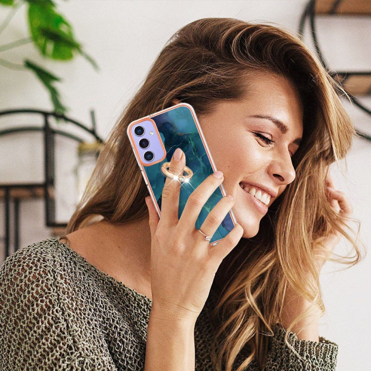 Electroplating Marble Dual-side IMD Phone Case with Ring, For Samsung Galaxy A15 5G, For Samsung Galaxy A55, For Samsung Galaxy A35, For Samsung Galaxy S24 Ultra 5G