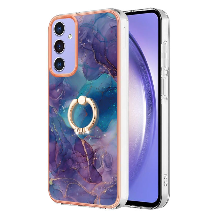 Electroplating Marble Dual-side IMD Phone Case with Ring, For Samsung Galaxy A15 5G, For Samsung Galaxy A55, For Samsung Galaxy A35, For Samsung Galaxy S24 Ultra 5G