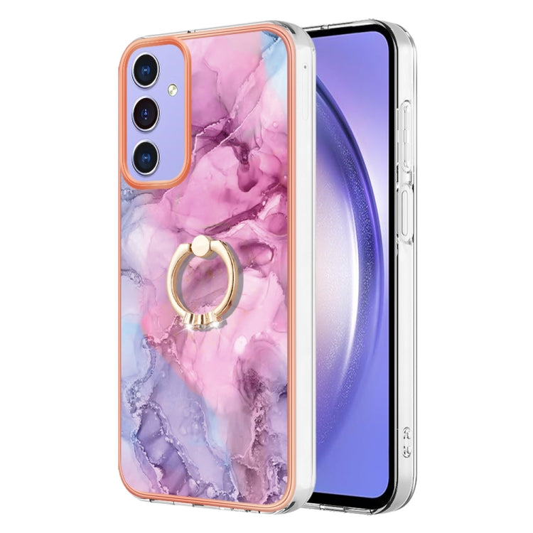 Electroplating Marble Dual-side IMD Phone Case with Ring, For Samsung Galaxy A15 5G, For Samsung Galaxy A55, For Samsung Galaxy A35, For Samsung Galaxy S24 Ultra 5G
