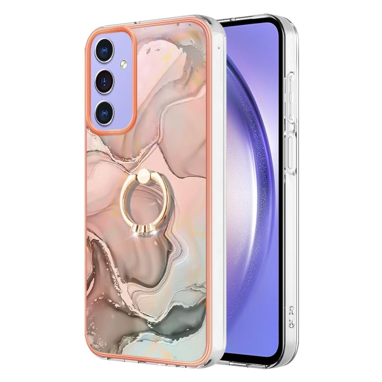 Electroplating Marble Dual-side IMD Phone Case with Ring, For Samsung Galaxy A15 5G, For Samsung Galaxy A55, For Samsung Galaxy A35, For Samsung Galaxy S24 Ultra 5G