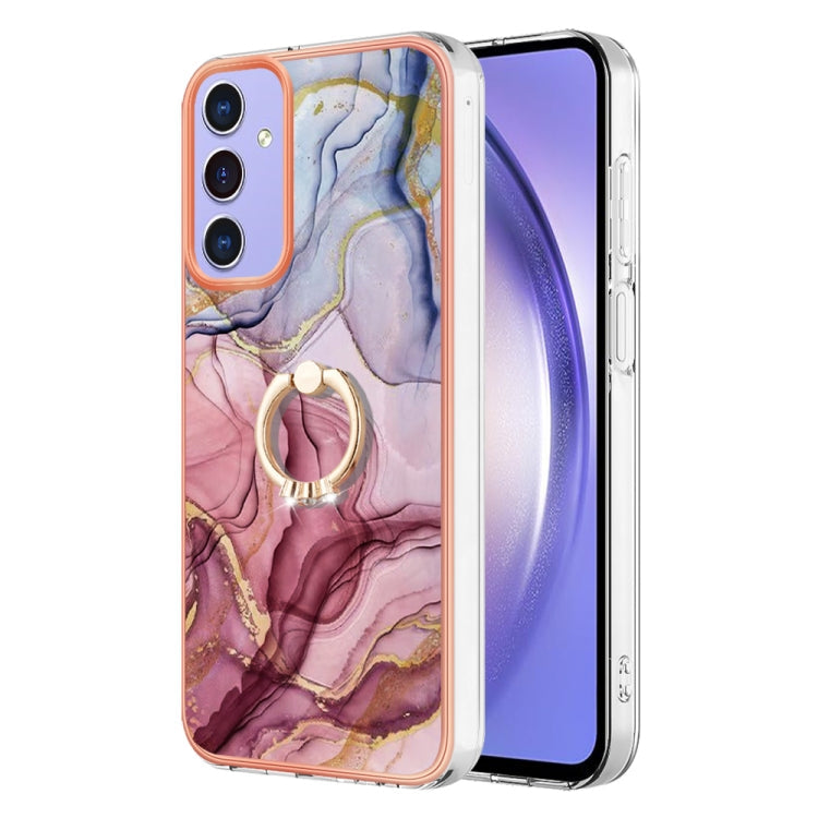Electroplating Marble Dual-side IMD Phone Case with Ring, For Samsung Galaxy A15 5G, For Samsung Galaxy A55, For Samsung Galaxy A35, For Samsung Galaxy S24 Ultra 5G