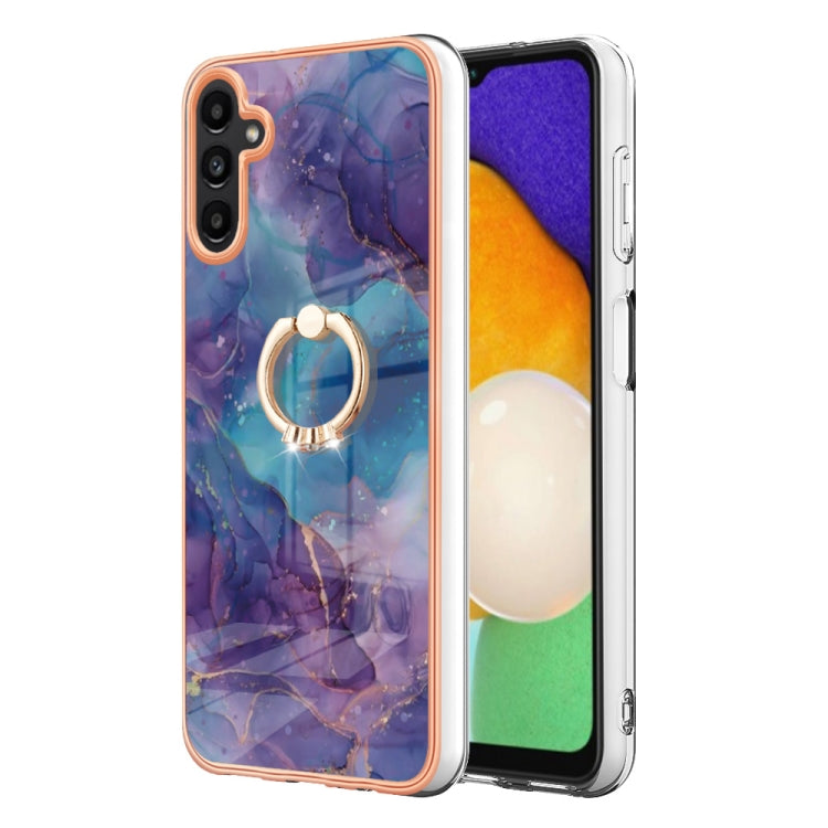 Electroplating Marble Dual-side IMD Phone Case with Ring, For Samsung Galaxy A15 5G, For Samsung Galaxy A55, For Samsung Galaxy A35, For Samsung Galaxy S24 Ultra 5G