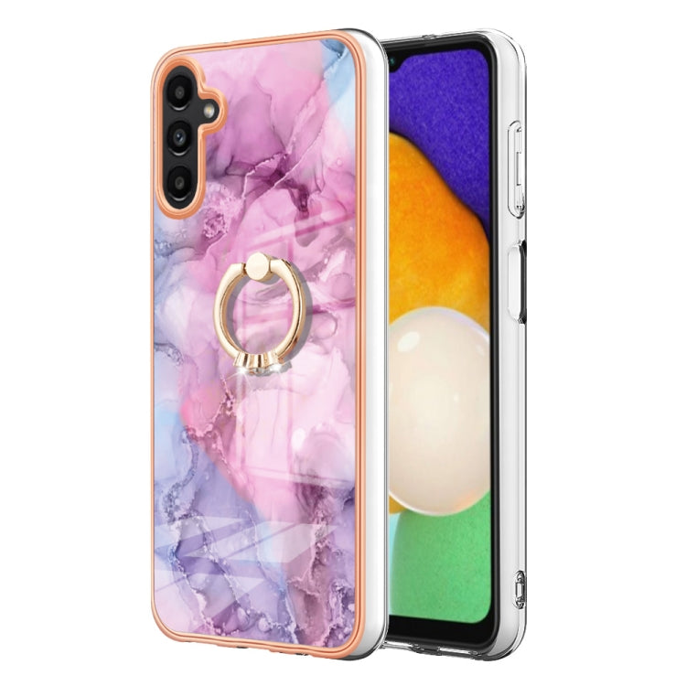 Electroplating Marble Dual-side IMD Phone Case with Ring, For Samsung Galaxy A15 5G, For Samsung Galaxy A55, For Samsung Galaxy A35, For Samsung Galaxy S24 Ultra 5G