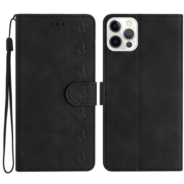 Seven Butterflies Embossed Leather Phone Case, For iPhone 15, For iPhone 14 Plus, For iPhone 14, For iPhone 14 Pro