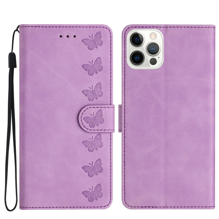 Seven Butterflies Embossed Leather Phone Case, For iPhone 13 mini, For iPhone 12, For iPhone 12 Pro Max, For iPhone 12 Pro