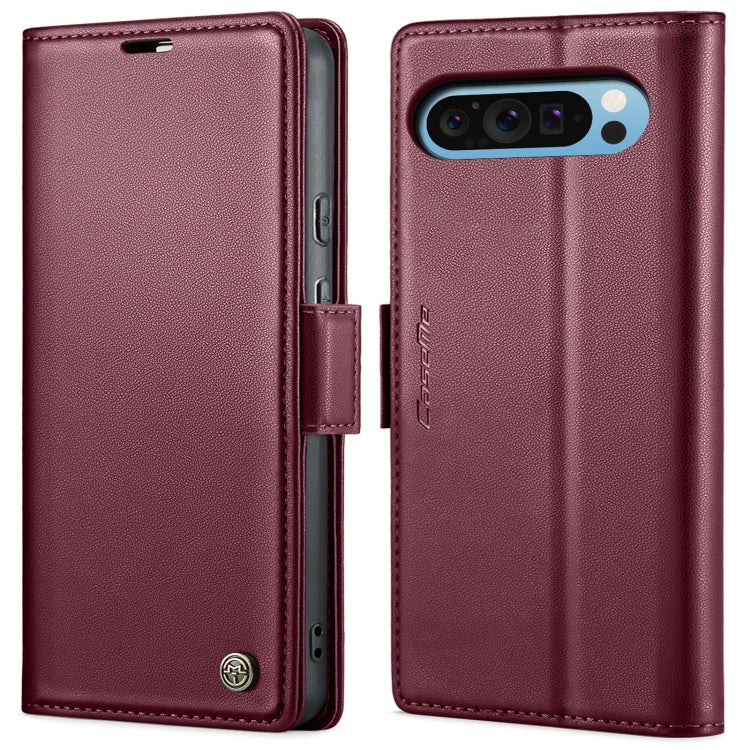 For Google Pixel 10 Pro XL / 9 Pro XL CaseMe 023 Butterfly Buckle Litchi Texture RFID Anti-theft Leather Phone Case(Wine Red)