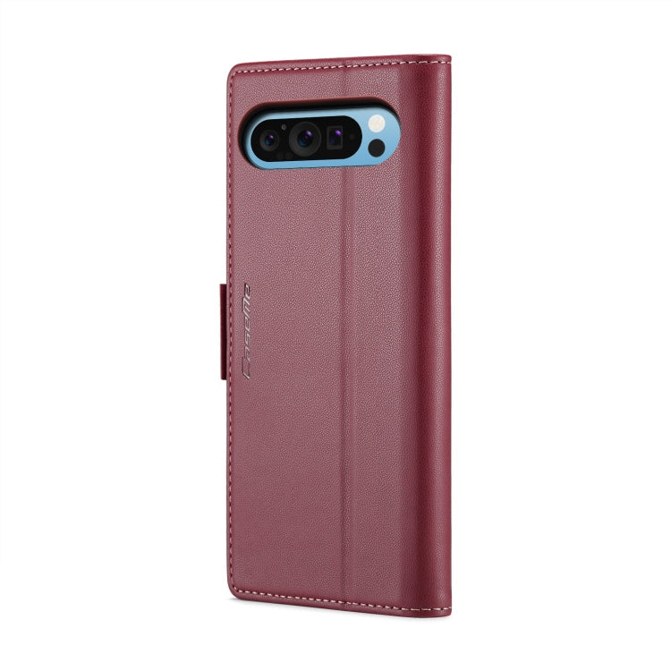 For Google Pixel 10 Pro XL / 9 Pro XL CaseMe 023 Butterfly Buckle Litchi Texture RFID Anti-theft Leather Phone Case(Wine Red)