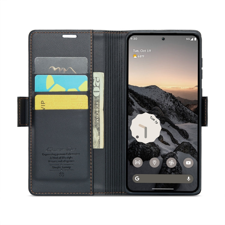 For Google Pixel 10 / 10 Pro / 9 CaseMe 023 Butterfly Buckle Litchi Texture RFID Anti-theft Leather Phone Case(Black)
