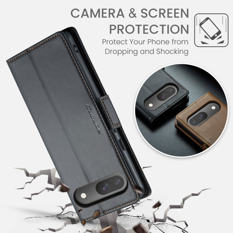 For Google Pixel 10 / 10 Pro / 9 CaseMe 023 Butterfly Buckle Litchi Texture RFID Anti-theft Leather Phone Case(Black)
