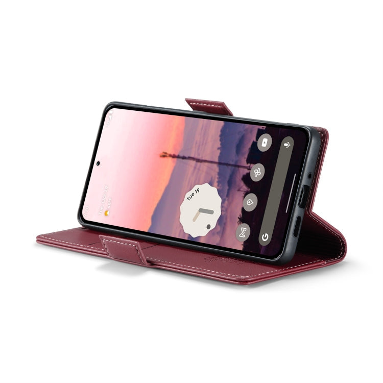 For Google Pixel 10 / 10 Pro / 9 CaseMe 023 Butterfly Buckle Litchi Texture RFID Anti-theft Leather Phone Case(Wine Red)