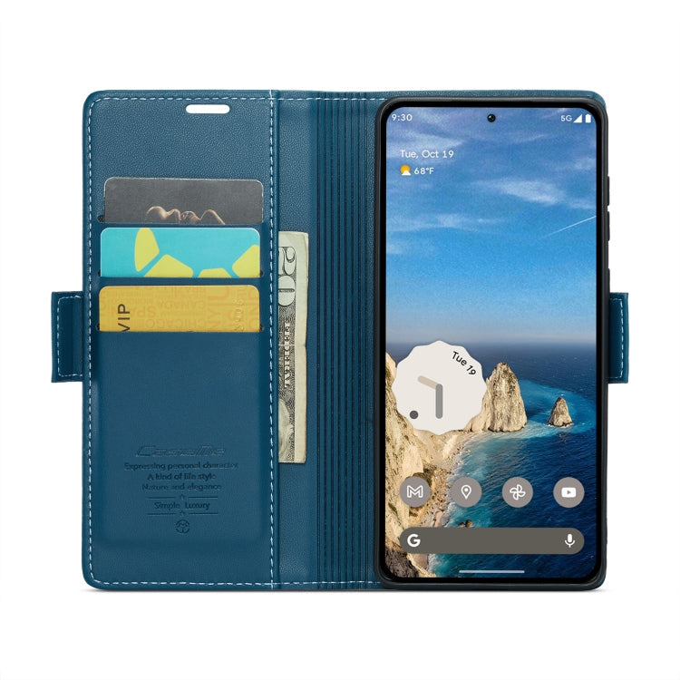 For Google Pixel 10 / 10 Pro / 9 CaseMe 023 Butterfly Buckle Litchi Texture RFID Anti-theft Leather Phone Case(Blue)