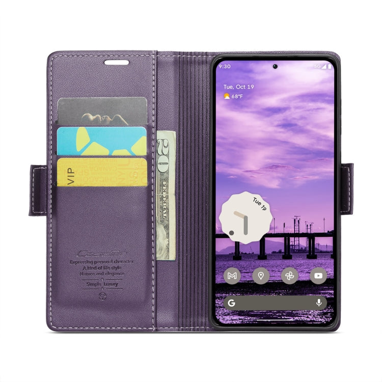 For Google Pixel 10 / 10 Pro / 9 CaseMe 023 Butterfly Buckle Litchi Texture RFID Anti-theft Leather Phone Case(Pearly Purple)