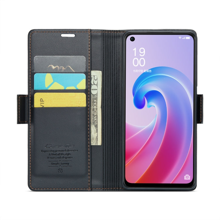 For OPPO A96 4G Global/A36 4G/K10 4G/A76 4G CaseMe 023 Butterfly Buckle Litchi Texture RFID Anti-theft Leather Phone Case(Black)