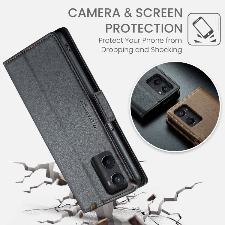 For OPPO A96 4G Global/A36 4G/K10 4G/A76 4G CaseMe 023 Butterfly Buckle Litchi Texture RFID Anti-theft Leather Phone Case(Black)