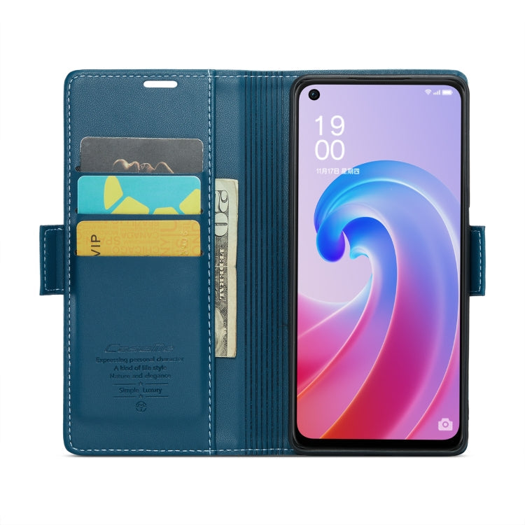 For OPPO A96 4G Global/A36 4G/K10 4G/A76 4G CaseMe 023 Butterfly Buckle Litchi Texture RFID Anti-theft Leather Phone Case(Blue)