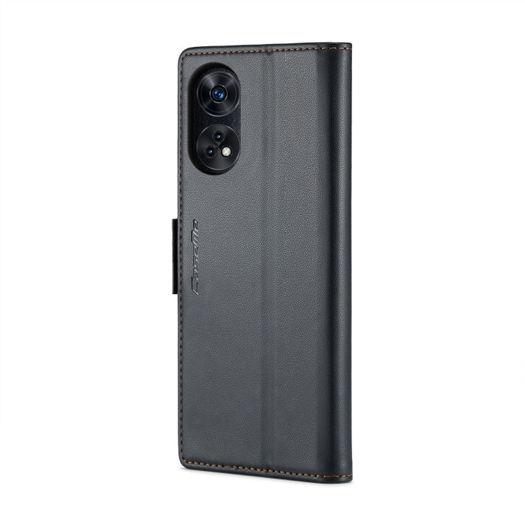 For OPPO Reno8 T 4G CaseMe 023 Butterfly Buckle Litchi Texture RFID Anti-theft Leather Phone Case(Black)