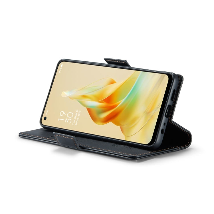 For OPPO Reno8 T 4G CaseMe 023 Butterfly Buckle Litchi Texture RFID Anti-theft Leather Phone Case(Black)
