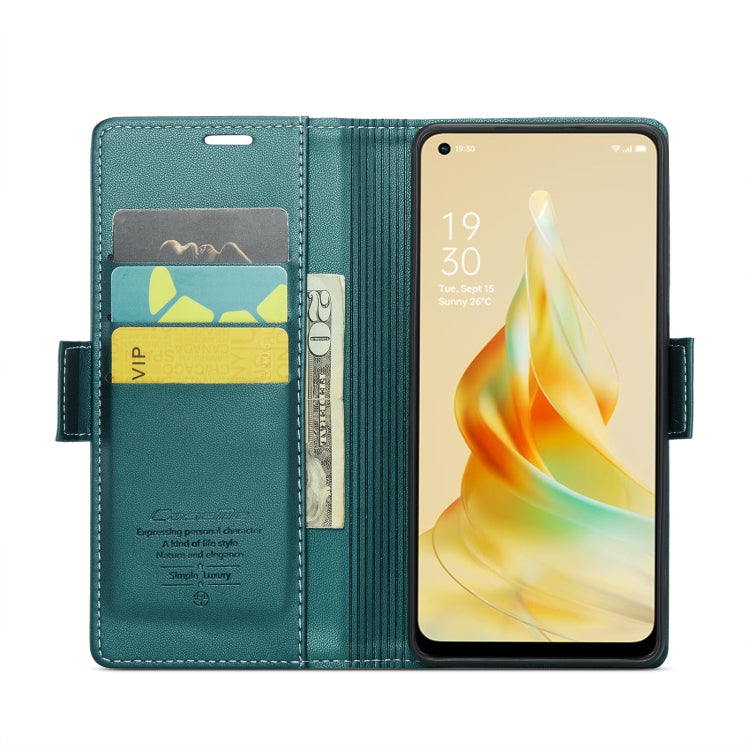 For OPPO Reno8 T 4G CaseMe 023 Butterfly Buckle Litchi Texture RFID Anti-theft Leather Phone Case(Pearly Blue)