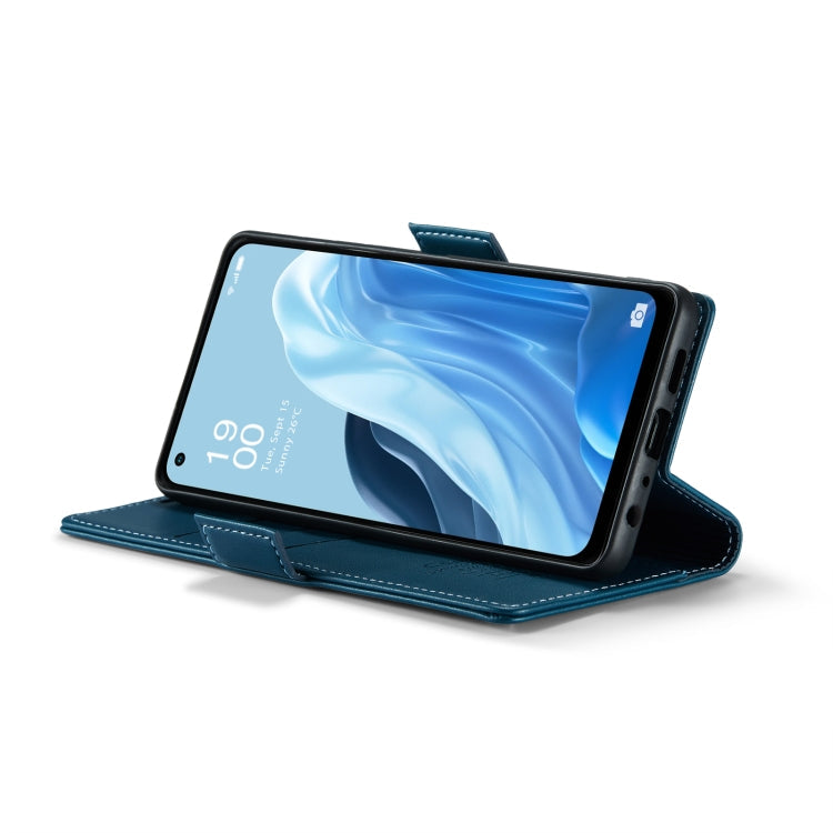 For OPPO Reno7 4G Indonesia/F21 Pro 4G/Reno8 4G CaseMe 023 Butterfly Buckle Litchi Texture RFID Anti-theft Leather Phone Case(Blue)