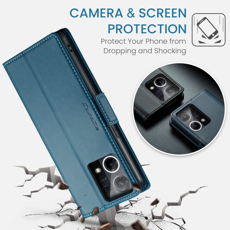 For OPPO Reno7 4G Indonesia/F21 Pro 4G/Reno8 4G CaseMe 023 Butterfly Buckle Litchi Texture RFID Anti-theft Leather Phone Case(Blue)
