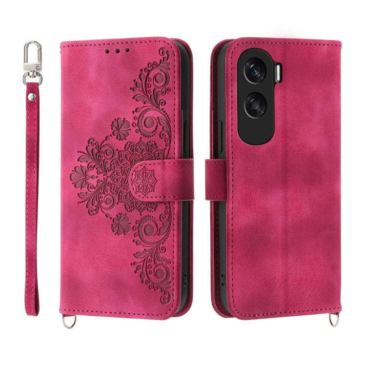 Skin Feel Flowers Embossed Wallet Leather Phone Case, For Honor 90 Pro 5G, For Honor 90 5G, For Honor X50i, For Honor X40i 5G / Play7T Pro