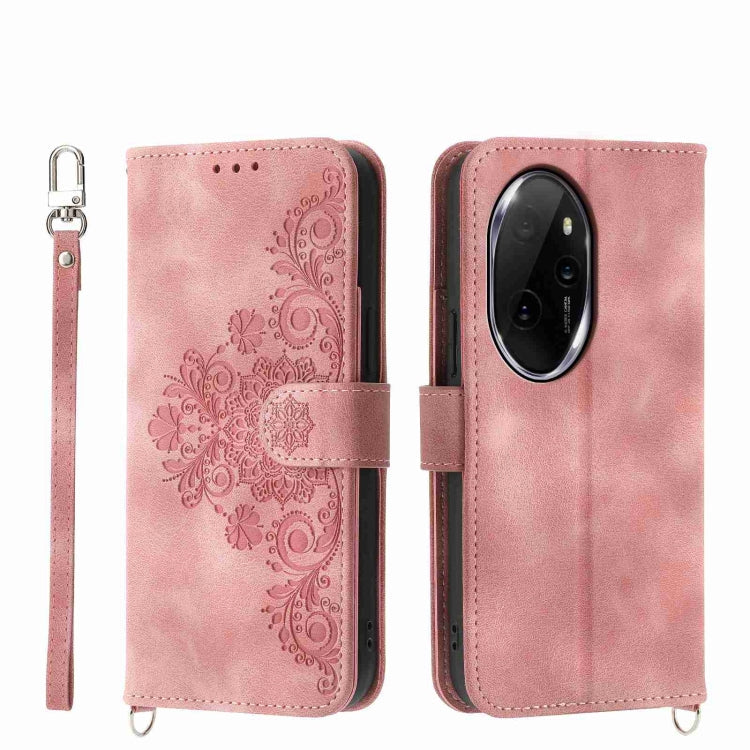Skin Feel Flowers Embossed Wallet Leather Phone Case, For Honor X8b, For Honor 100 Pro, For Honor 100, For Honor X9b