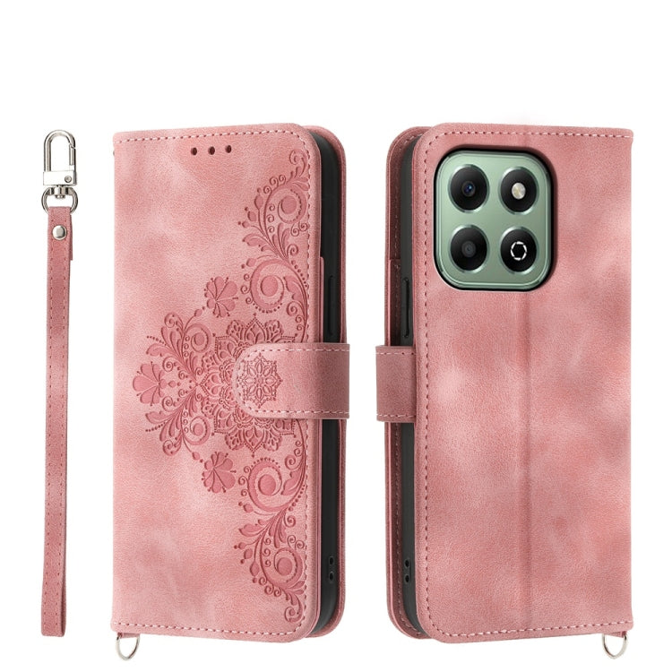 Skin Feel Flowers Embossed Wallet Leather Phone Case, For Honor X60i, For Honor X6b, For Honor 200 Lite Global, For Honor Magic6 Pro