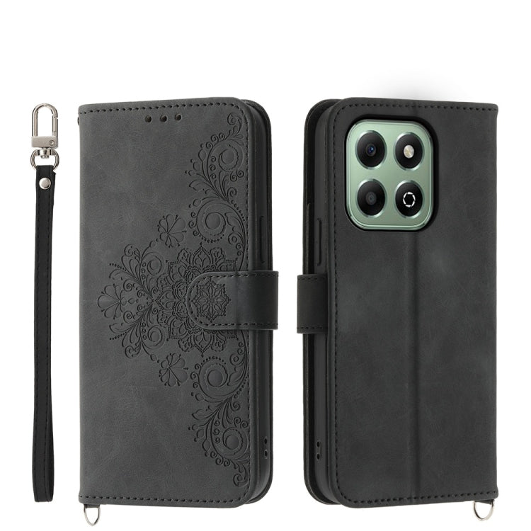 Skin Feel Flowers Embossed Wallet Leather Phone Case, For Honor X60i, For Honor X6b, For Honor 200 Lite Global, For Honor Magic6 Pro