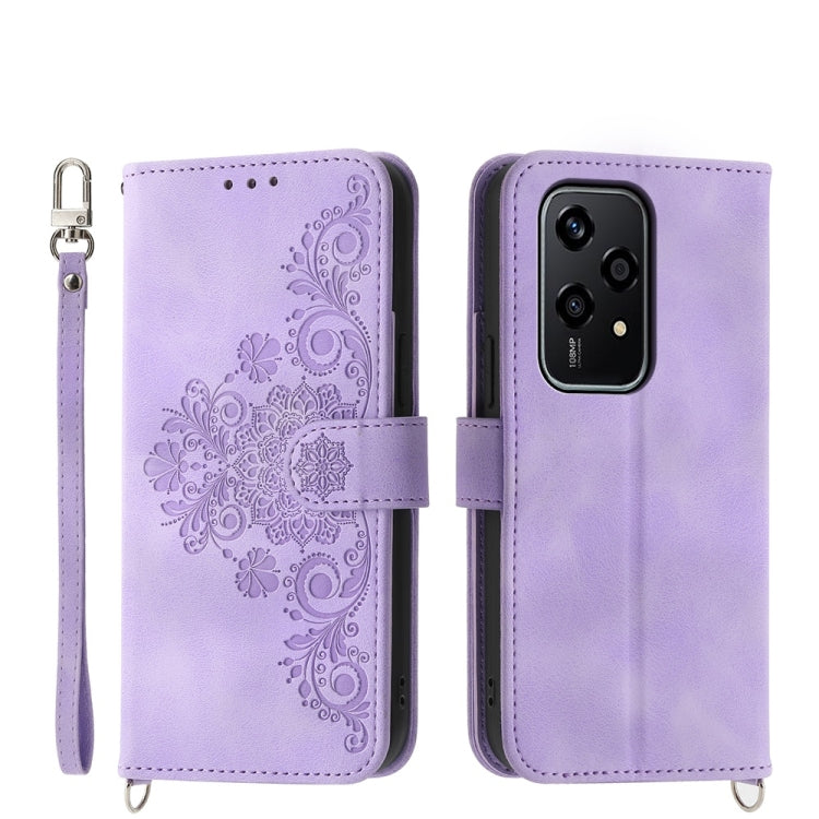 Skin Feel Flowers Embossed Wallet Leather Phone Case, For Honor X60i, For Honor X6b, For Honor 200 Lite Global, For Honor Magic6 Pro