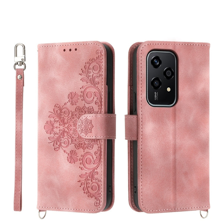 Skin Feel Flowers Embossed Wallet Leather Phone Case, For Honor X60i, For Honor X6b, For Honor 200 Lite Global, For Honor Magic6 Pro