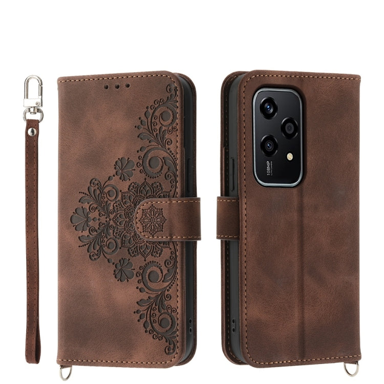 Skin Feel Flowers Embossed Wallet Leather Phone Case, For Honor X60i, For Honor X6b, For Honor 200 Lite Global, For Honor Magic6 Pro