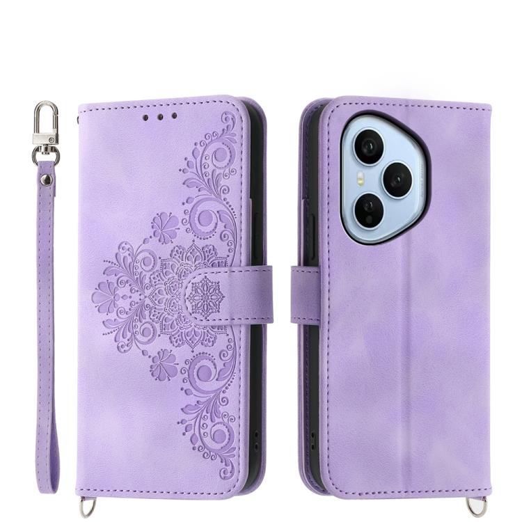 Skin Feel Flowers Embossed Wallet Leather Phone Case, For Honor X9d 5G / X70 5G, For Honor X6c 4G / X5b / X5b Plus, For Honor 400 Pro Global 160.8mm, For Honor 400 Lite Global
