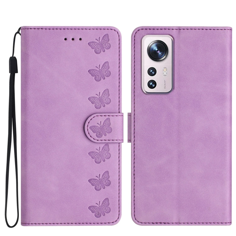 Seven Butterflies Embossed Leather Phone Case, For Xiaomi Redmi 10C, For Xiaomi Redmi Note 11 5G, For Xiaomi Redmi 10 2022, For Xiaomi 12 Pro