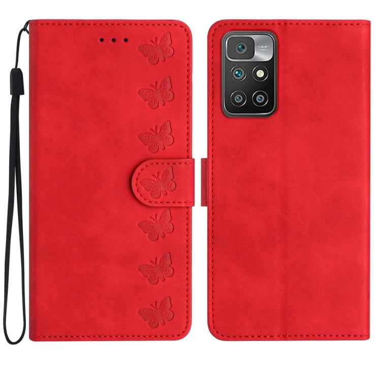 Seven Butterflies Embossed Leather Phone Case, For Xiaomi 11T / 11T Pro, For Xiaomi Redmi 10, For Xiaomi Mi 11 Ultra, For Xiaomi Mi 11 Pro