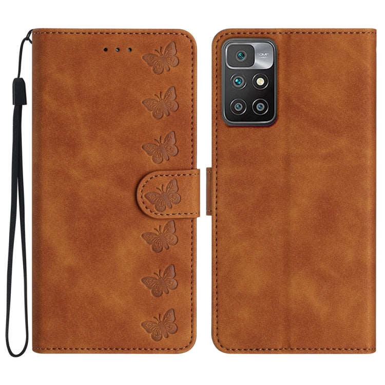 Seven Butterflies Embossed Leather Phone Case, For Xiaomi Redmi 10C, For Xiaomi Redmi Note 11 5G, For Xiaomi Redmi 10 2022, For Xiaomi 12 Pro
