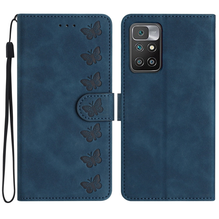 Seven Butterflies Embossed Leather Phone Case, For Xiaomi Redmi 10C, For Xiaomi Redmi Note 11 5G, For Xiaomi Redmi 10 2022, For Xiaomi 12 Pro