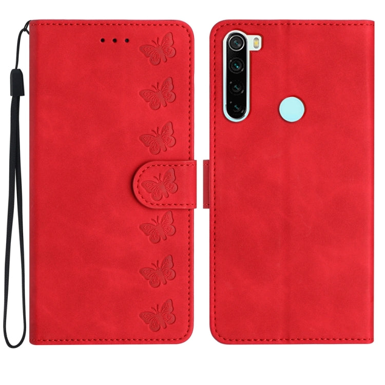 Seven Butterflies Embossed Leather Phone Case, For Xiaomi Redmi Note 8T