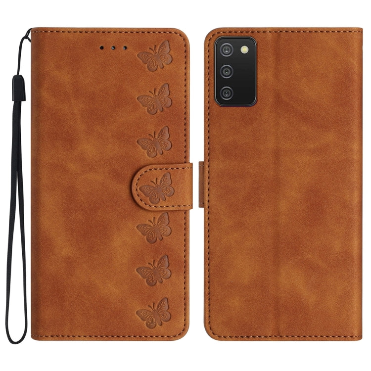 Seven Butterflies Embossed Leather Phone Case, For Samsung Galaxy A02s EU Version, For Samsung Galaxy A03, For Samsung Galaxy A03 Core, For Samsung Galaxy A04