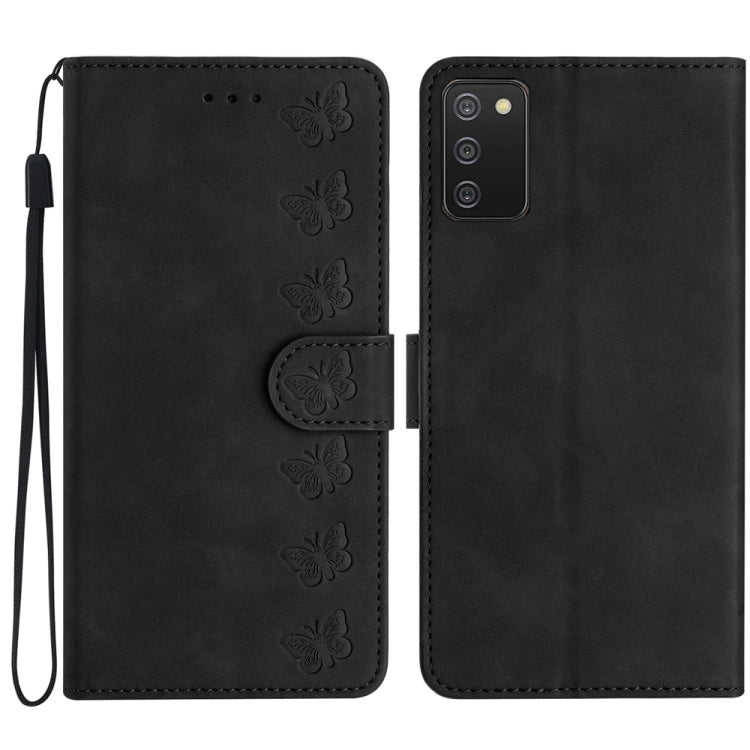 Seven Butterflies Embossed Leather Phone Case, For Samsung Galaxy A02s EU Version, For Samsung Galaxy A03, For Samsung Galaxy A03 Core, For Samsung Galaxy A04
